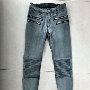 GREY BIKER SKINNY JEANS